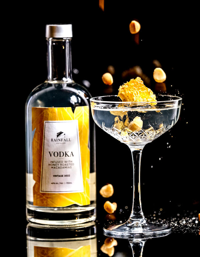 Flavoured vodka hand-made at Rainfall Distillery